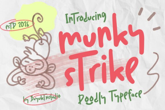 Munky Strike: A Doodly Typeface for Handmade Product Designs